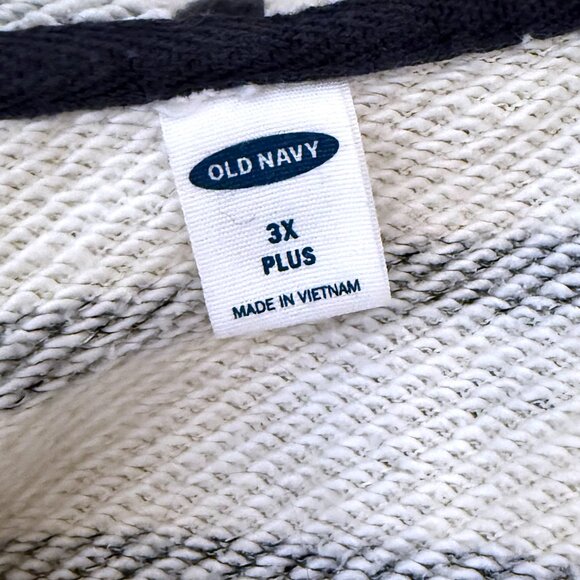 Size 3X - Ivory and Navy Blue Striped Hoodie - Old Navy - Picture 4 of 4